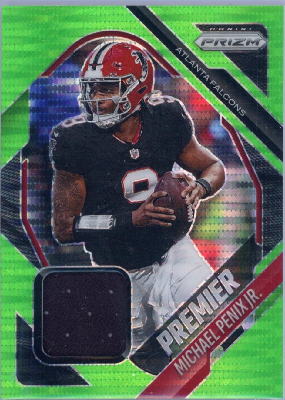 2025 Panini Prizm Premier Jersey Michael Penix Jr. [Neon Green Pulsar] #PJY-MPX card