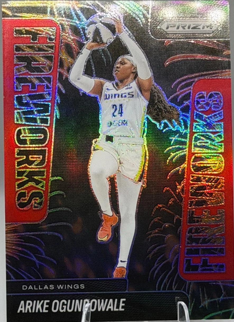 2025 Panini Prizm WNBA Fireworks Arike Ogunbowale [Red] #8 card