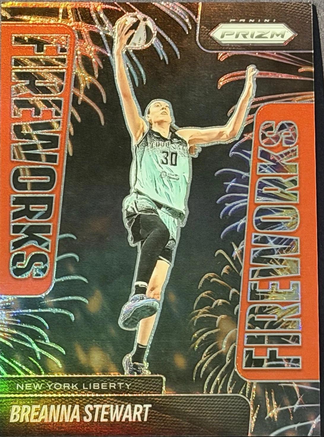 2025 Panini Prizm WNBA Fireworks Breanna Stewart [Red] #2 card