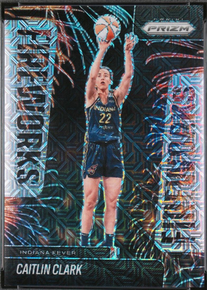 2025 Panini Prizm WNBA Fireworks Caitlin Clark [Mojo] #9 card