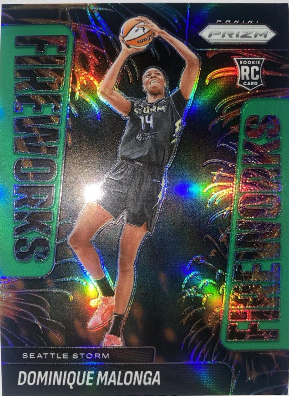 2025 Panini Prizm WNBA Fireworks Dominique Malonga [Green] #12 card