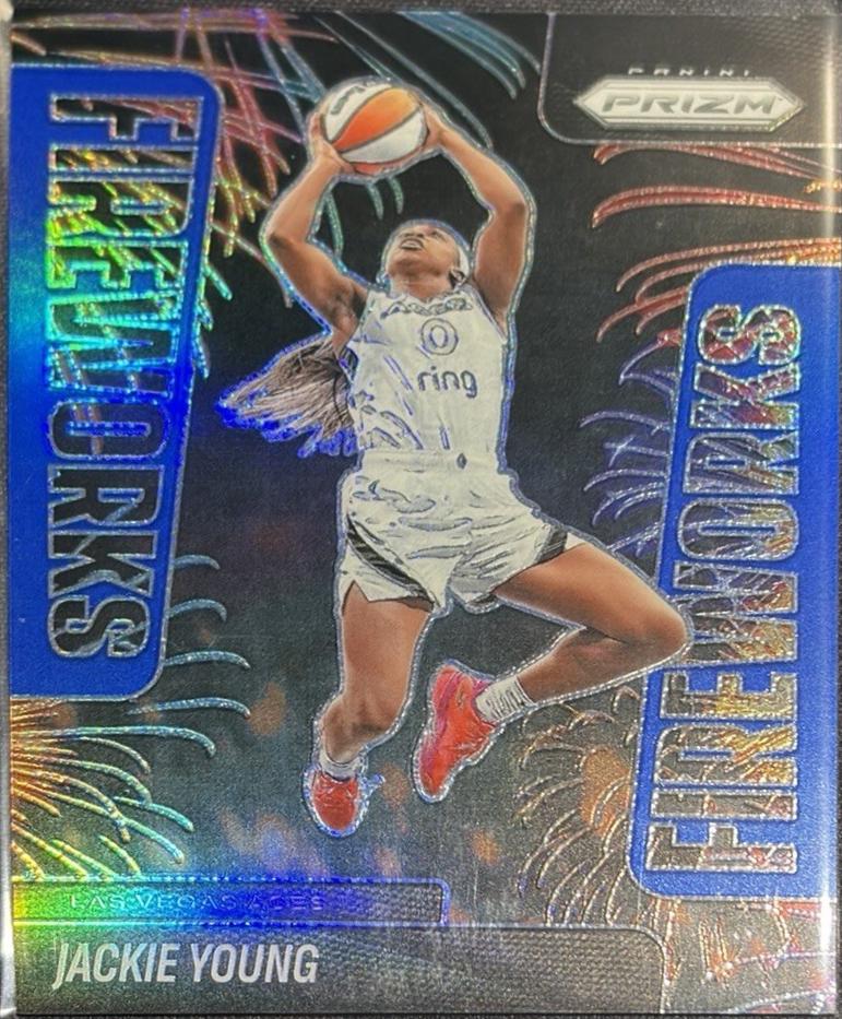2025 Panini Prizm WNBA Fireworks Jackie Young [Blue] #4 card