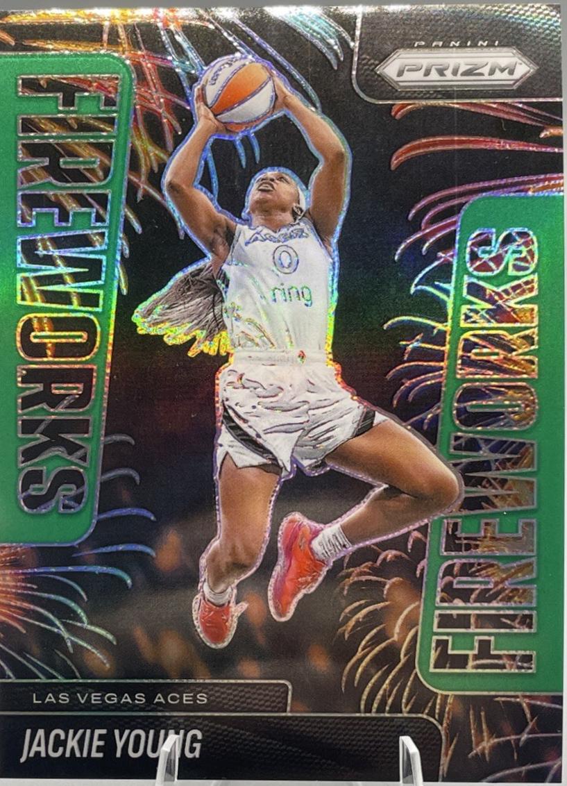 2025 Panini Prizm WNBA Fireworks Jackie Young [Green] #4 card