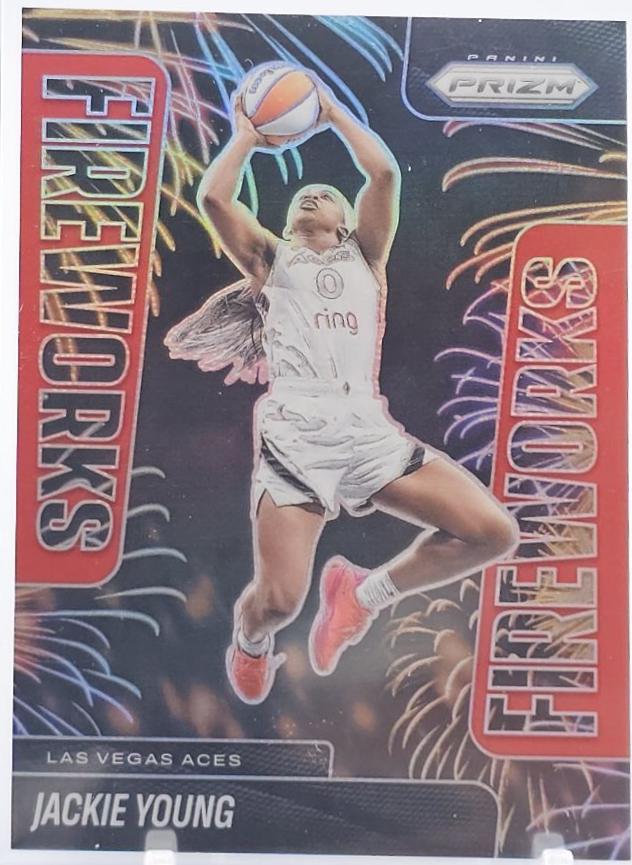 2025 Panini Prizm WNBA Fireworks Jackie Young [Red] #4 card