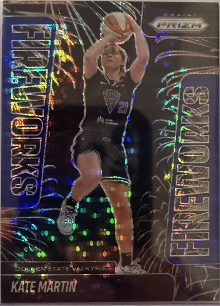 2025 Panini Prizm WNBA Fireworks Kate Martin [Blue Pulsar] #10 card