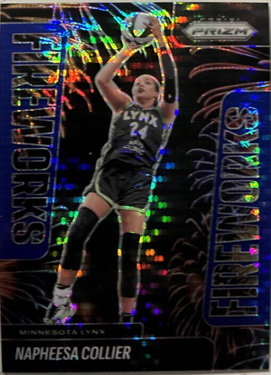 2025 Panini Prizm WNBA Fireworks Napheesa Collier [Blue Pulsar] #7 card