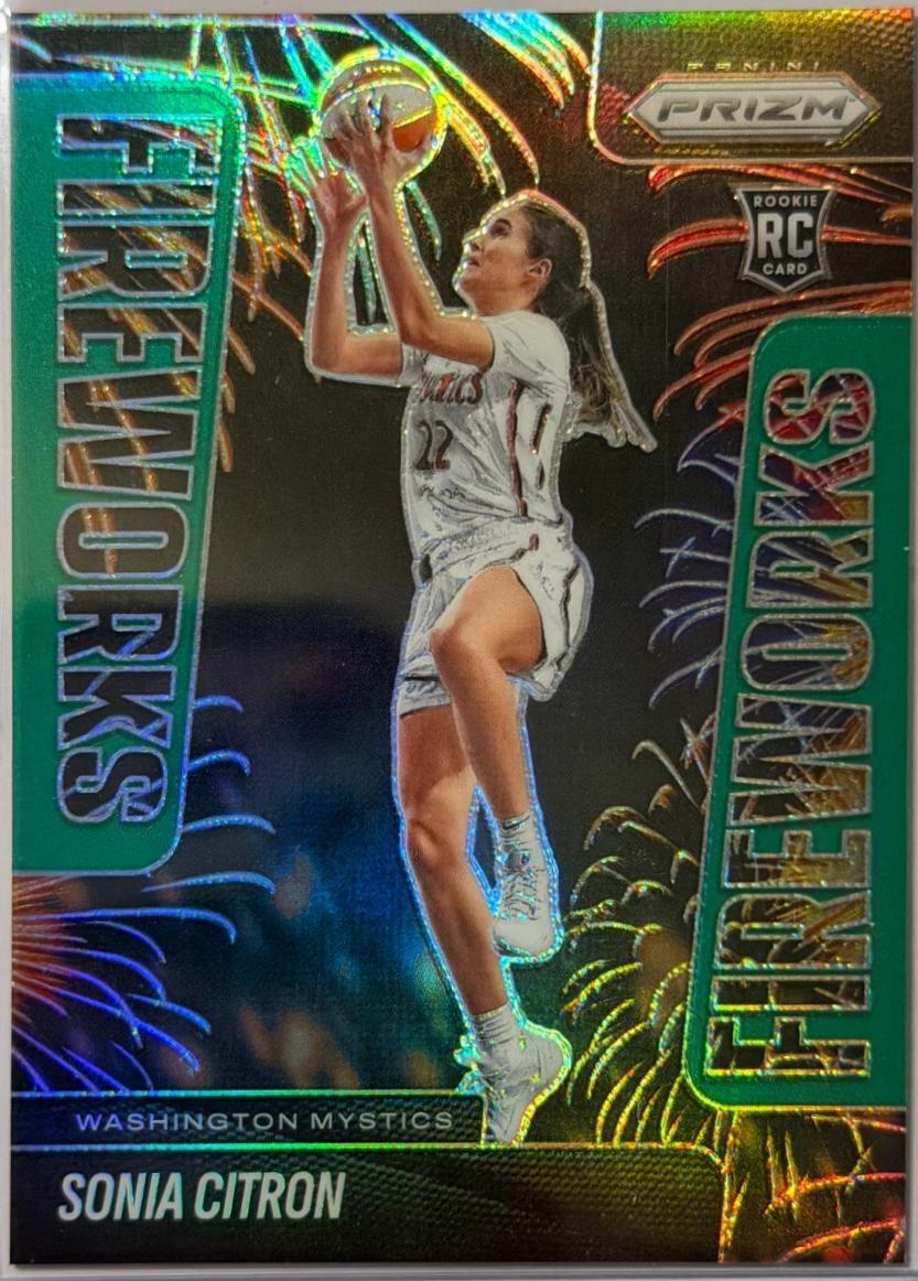 2025 Panini Prizm WNBA Fireworks Sonia Citron [Green] #15 card