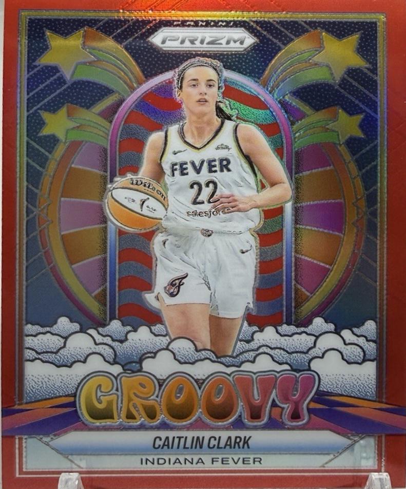 2025 Panini Prizm WNBA Groovy Caitlin Clark [Red] #10 card