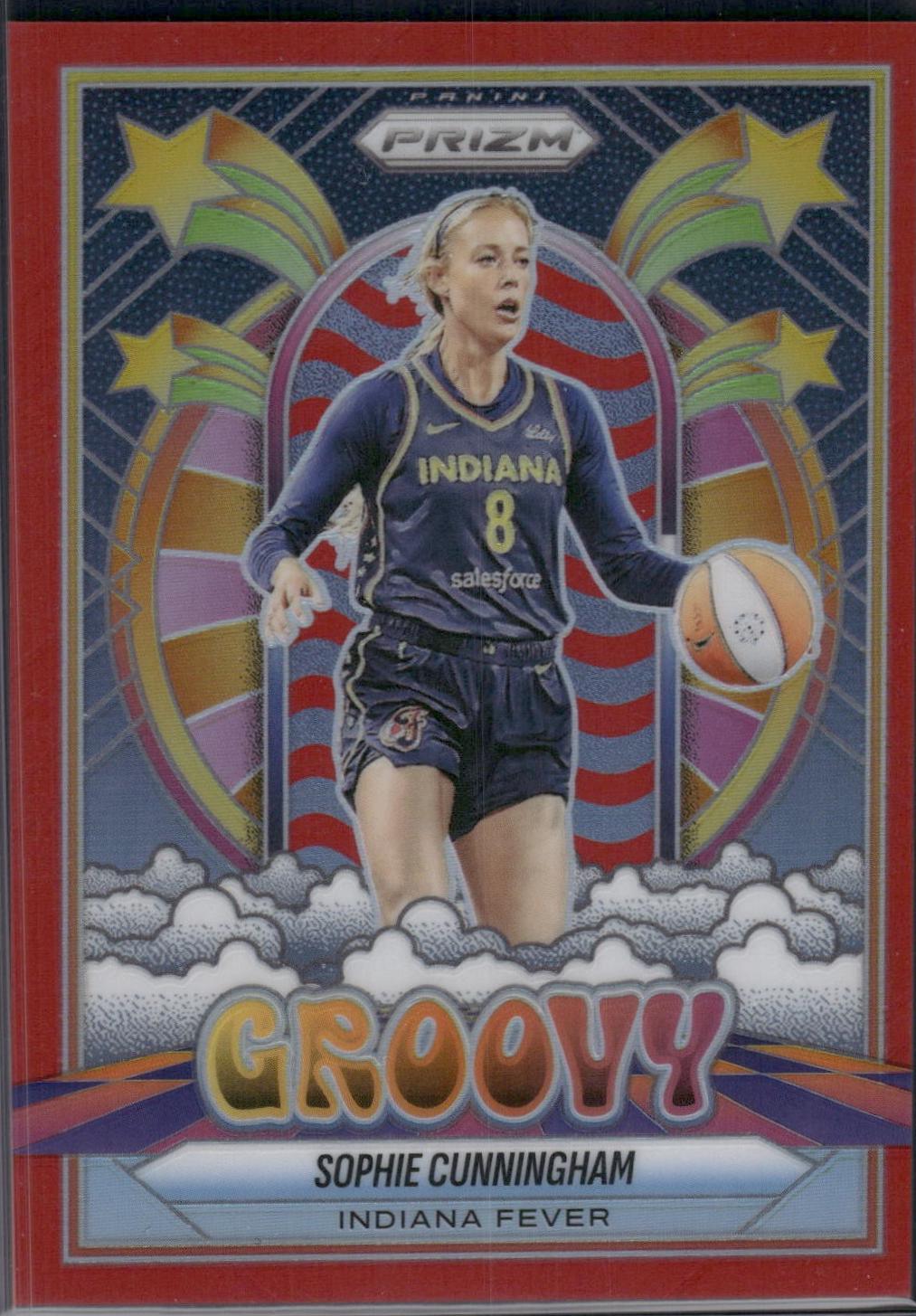 2025 Panini Prizm WNBA Groovy Sophie Cunningham [Red] #7 card