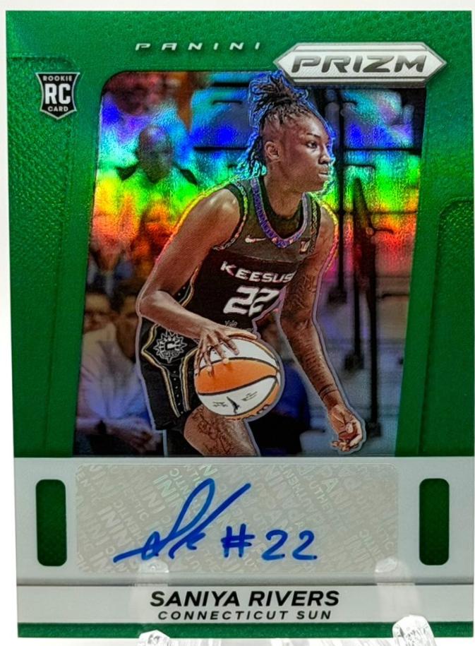 2025 Panini Prizm WNBA Throwback Signature Saniya Rivers [Green] #25 card
