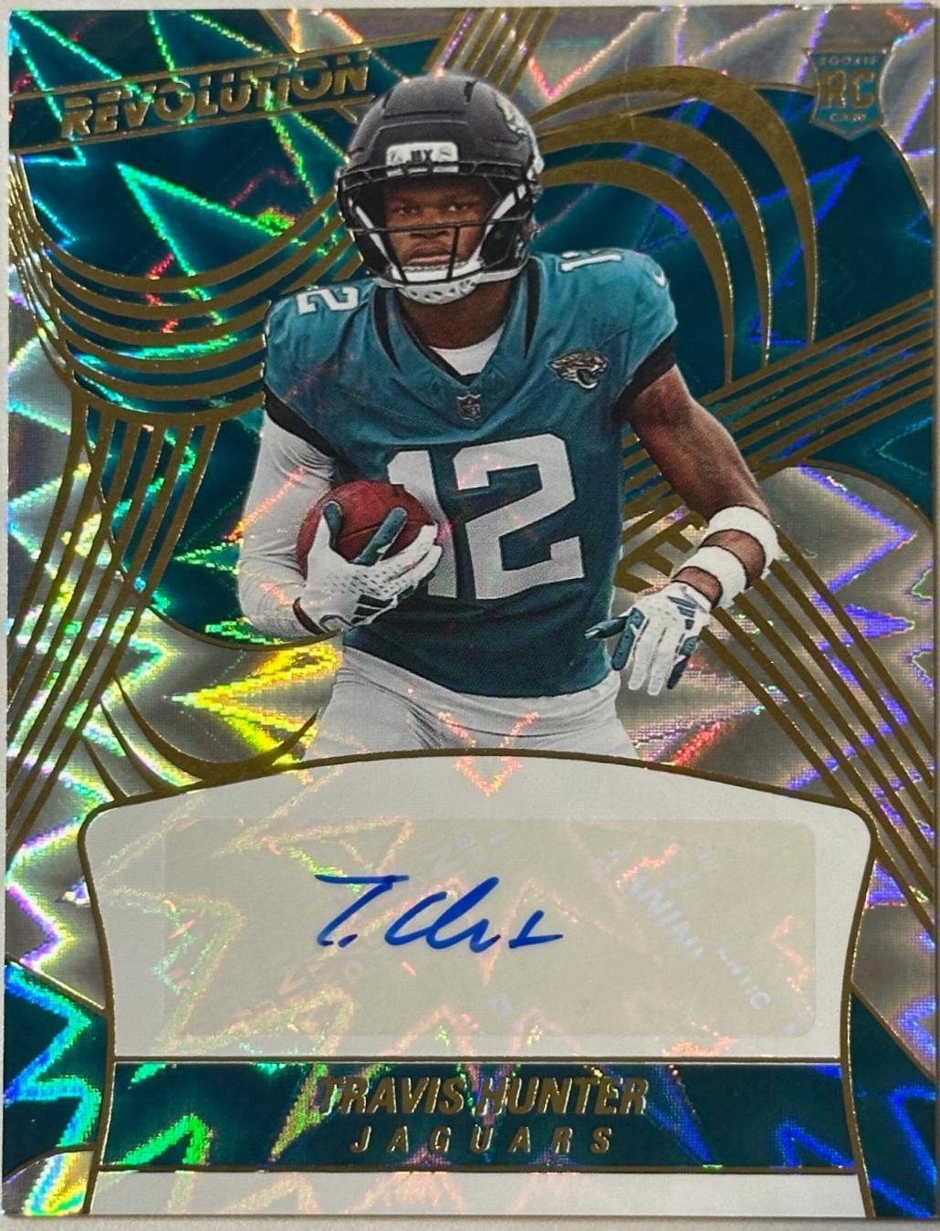 2025 Panini Revolution Rookie Autograph Travis Hunter [Impact] #2 card