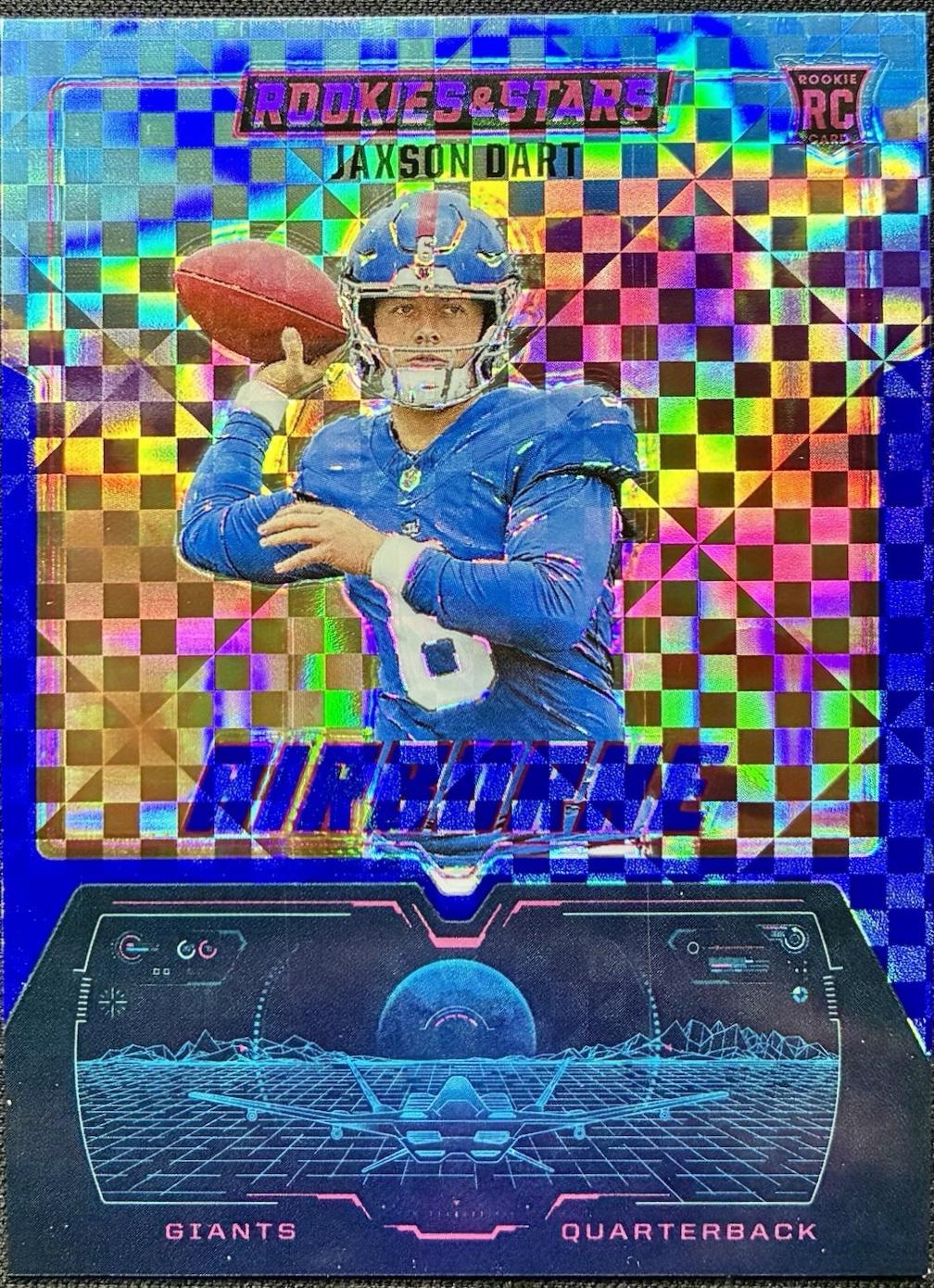 2025 Panini Rookies & Stars Airborne Jaxson Dart [Blue Plaid] #30 card