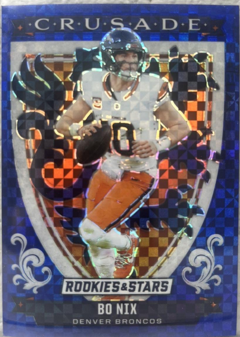 2025 Panini Rookies & Stars Crusade Bo Nix [Blue Plaid] #28 card