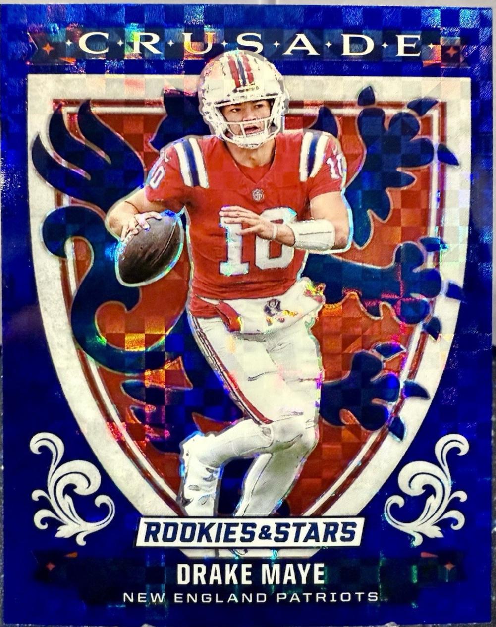 2025 Panini Rookies & Stars Crusade Drake Maye [Blue Plaid] #29 card