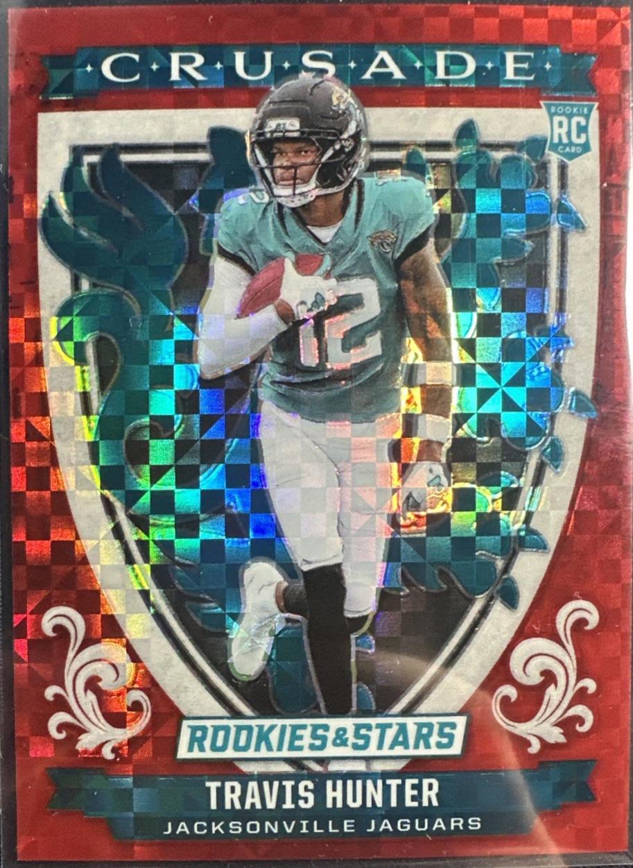 2025 Panini Rookies & Stars Crusade Travis Hunter [Red Plaid] #3 card