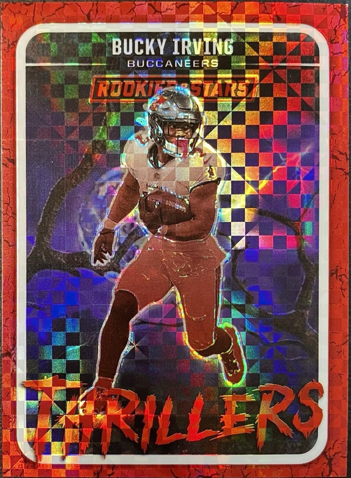 2025 Panini Rookies & Stars Thrillers Bucky Irving [Red Plaid] #29 card