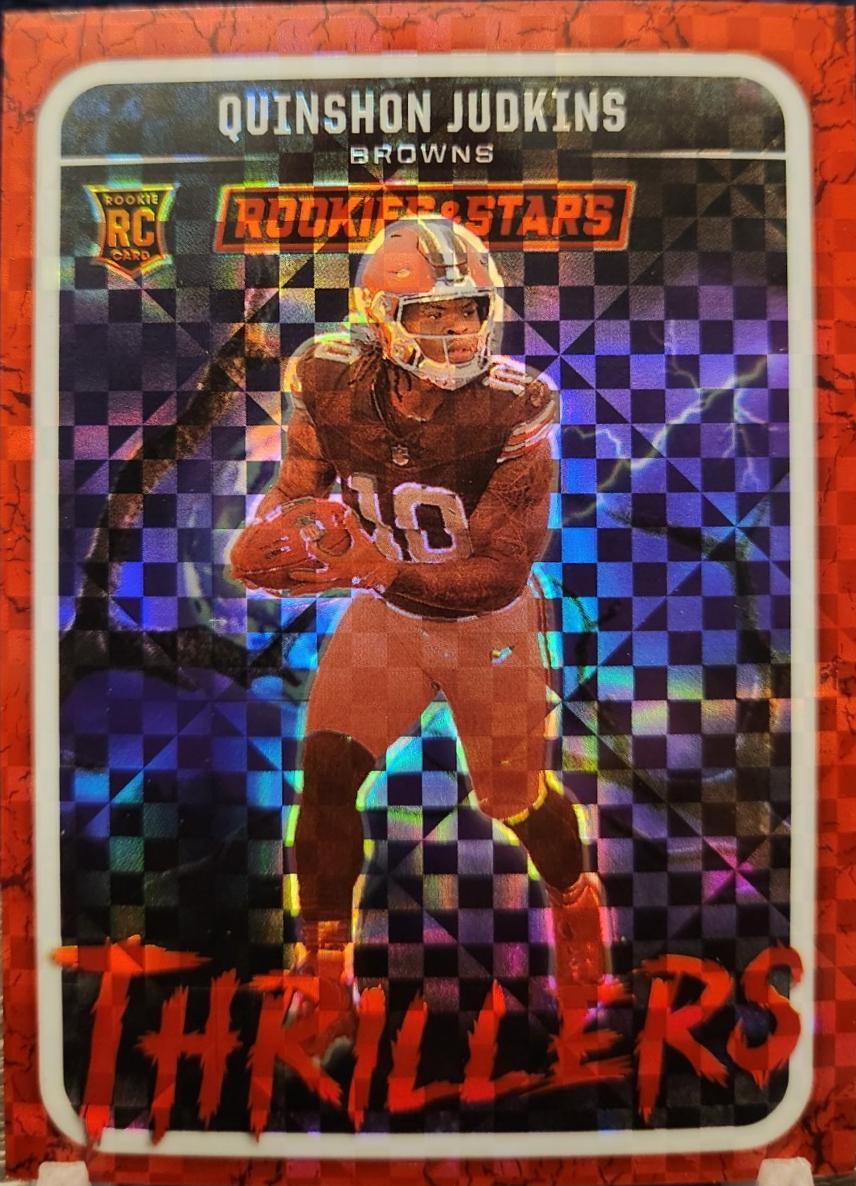 2025 Panini Rookies & Stars Thrillers Quinshon Judkins [Red Plaid] #21 card