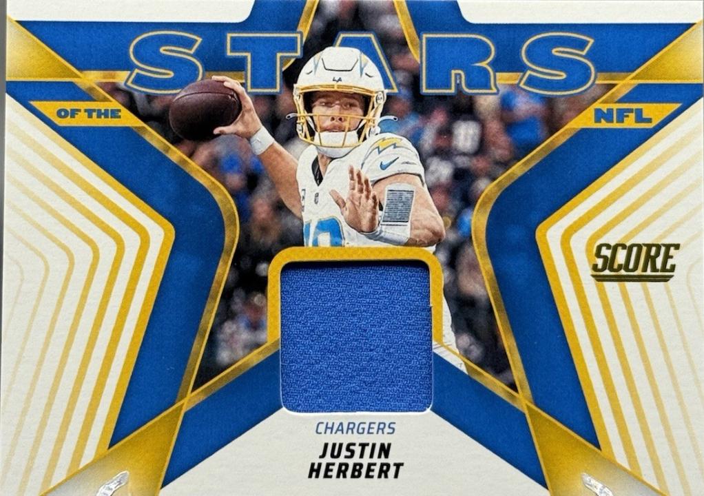 2025 Panini Score Stars of the NFL Jersey Justin Herbert #28 card