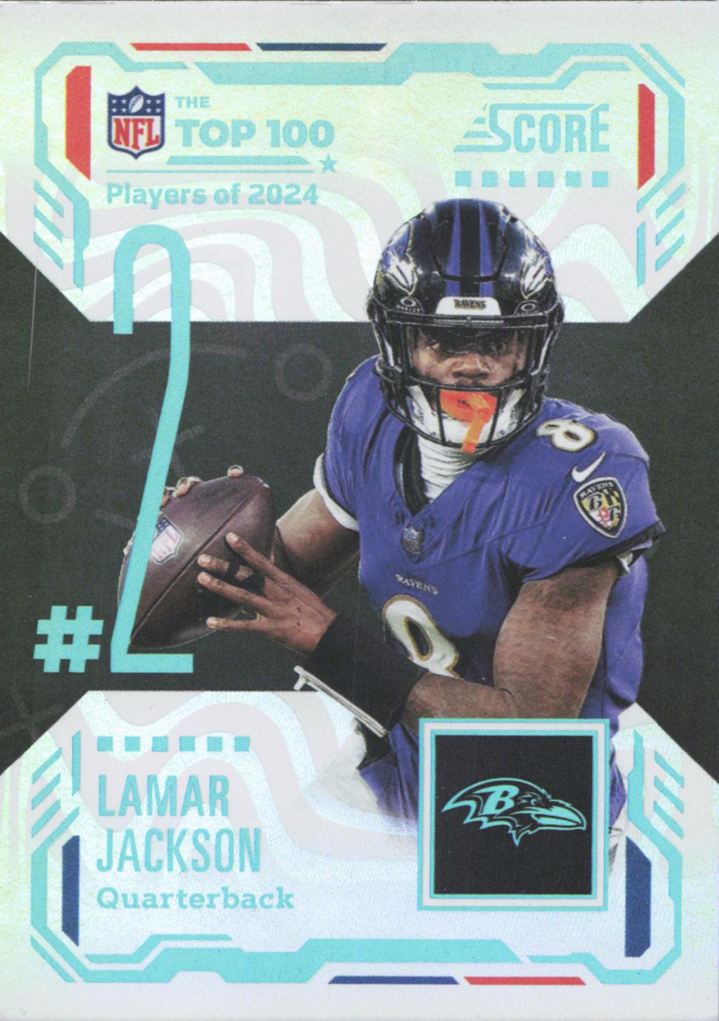 2025 Panini Score Top 100 Lamar Jackson #2 card