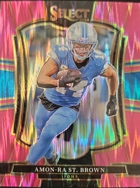 2025 Panini Select Amon-Ra St. Brown [Pink Prizm Shock] #170 card