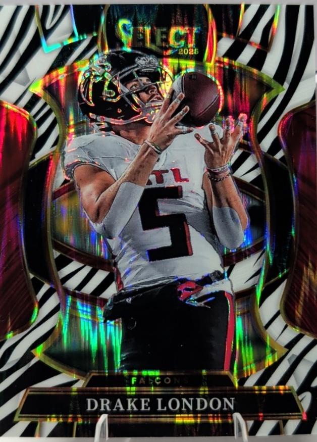 2025 Panini Select Drake London [Zebra Prizm] #47 card