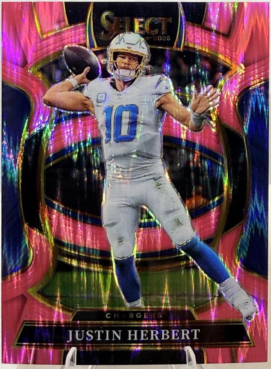 2025 Panini Select Justin Herbert [Pink Prizm Shock] #1 card