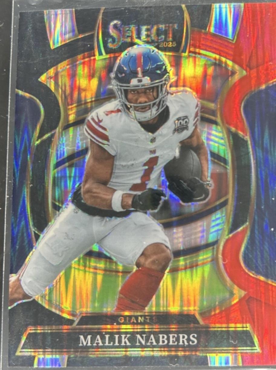2025 Panini Select Malik Nabers [Black Red Prizm Shock] #94 card