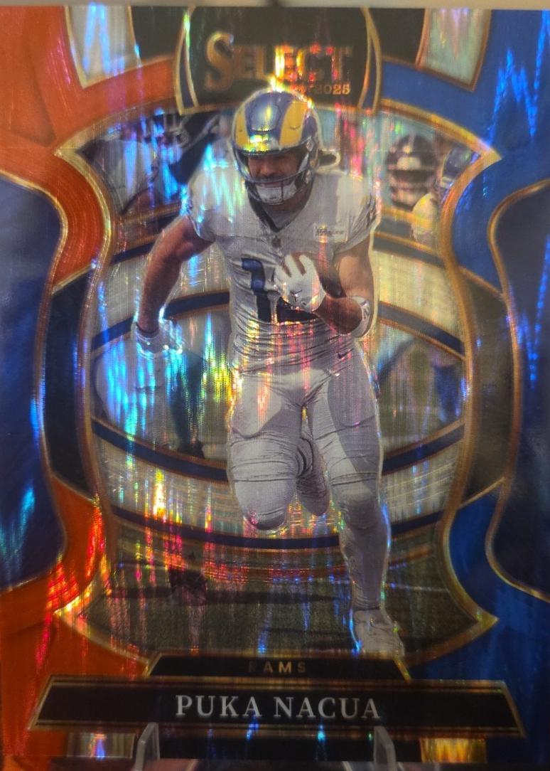 2025 Panini Select Puka Nacua [Red Blue Prizm Shock] #21 card