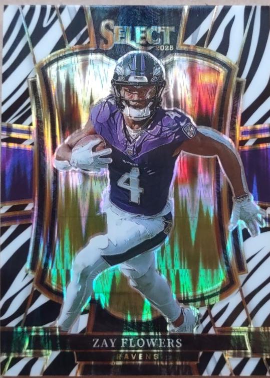 2025 Panini Select Zay Flowers [Zebra Prizm Shock] #162 card
