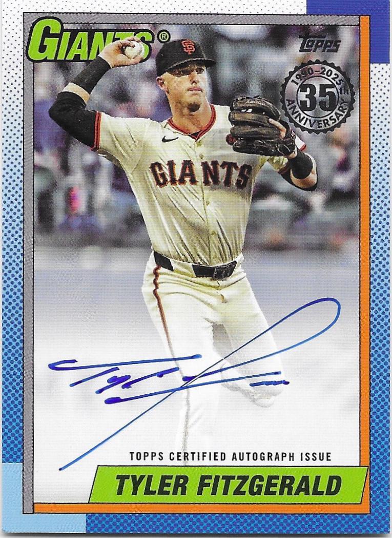 2025 Topps 1990 Autograph Tyler Fitzgerald #90B2-TF card