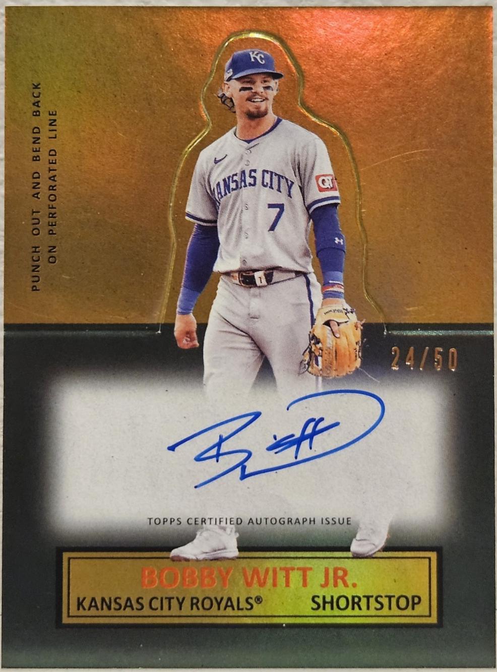 2025 Topps Archives 1964 Stand-Ups Autograph Bobby Witt Jr. [Gold] #64SUA-BW card