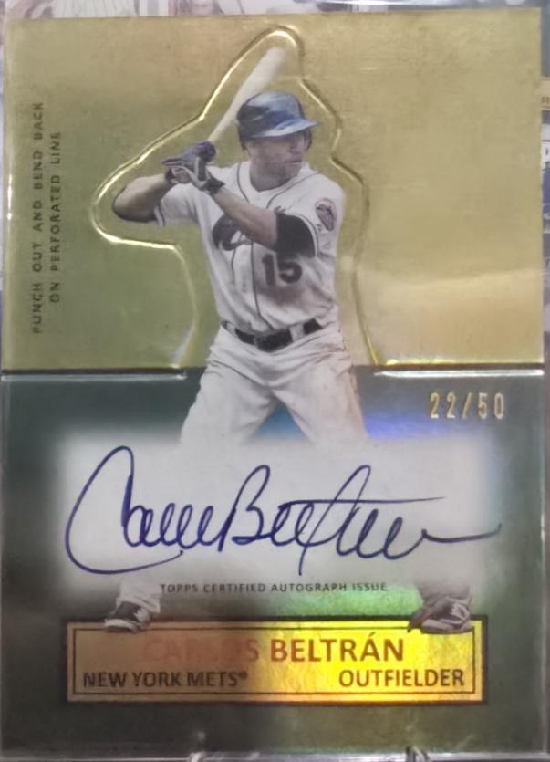 2025 Topps Archives 1964 Stand-Ups Autograph Carlos Beltran [Gold] #64SUA-CB card
