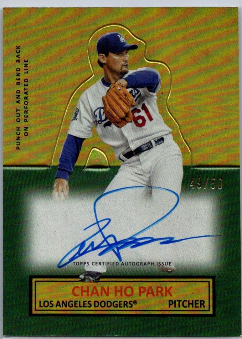 2025 Topps Archives 1964 Stand-Ups Autograph Chan Ho Park [Gold] #64SUA-CP card