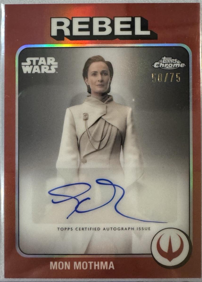2025 Topps Chrome 1975 Tribute Autograph Genevieve O'Reilly as Mon Mothma #TV-GR card