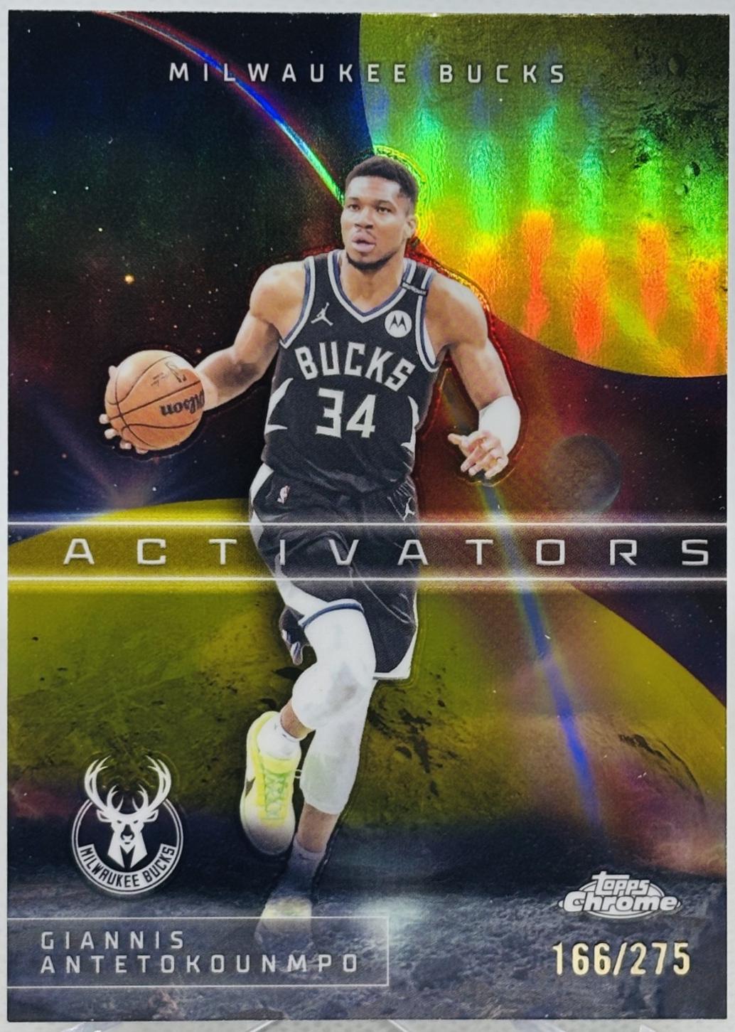 2025 Topps Chrome Activators Giannis Antetokounmpo [Yellow Refractor] #AC-4 card