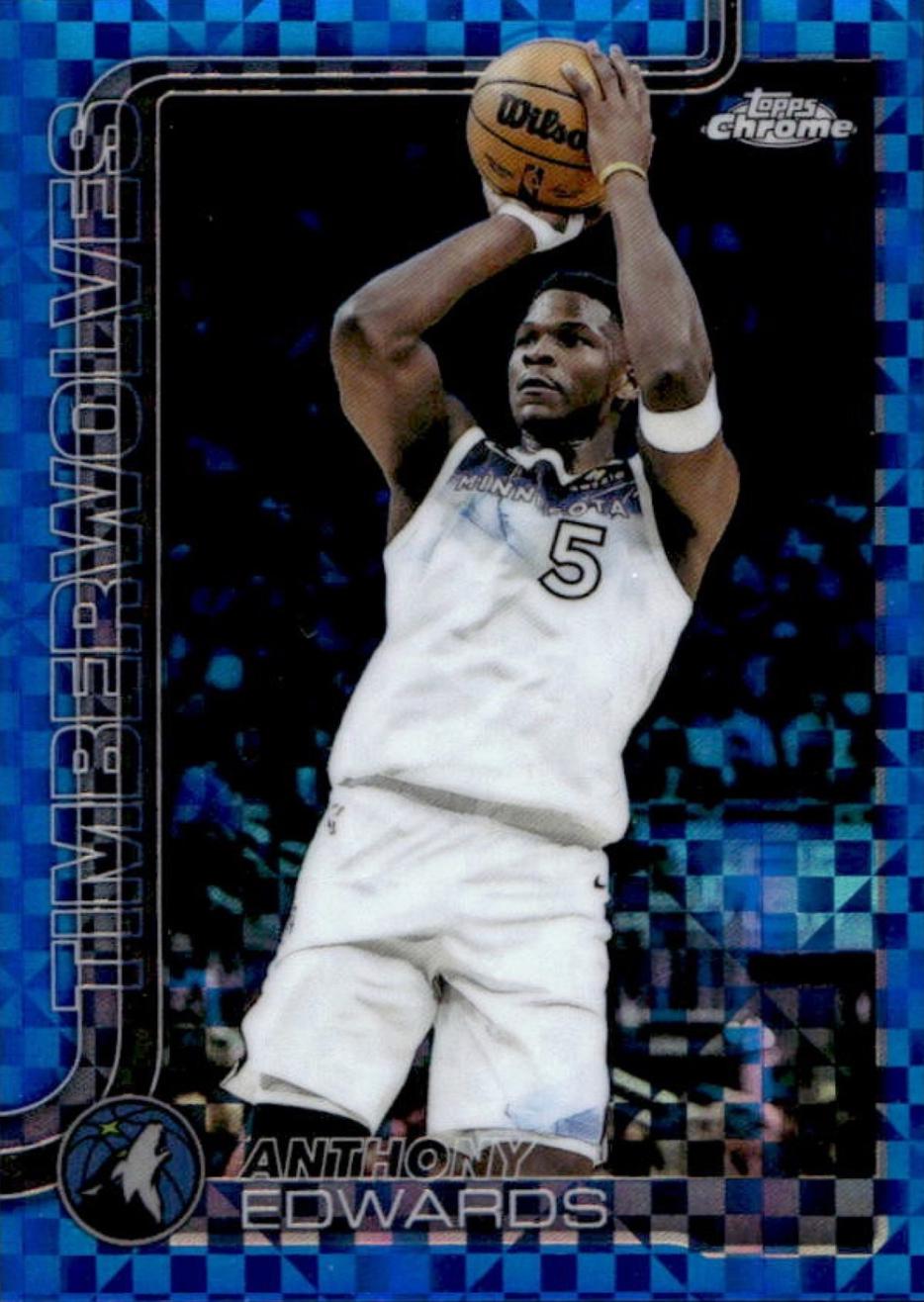 2025 Topps Chrome Anthony Edwards [Blue X-Fractor] #151 card