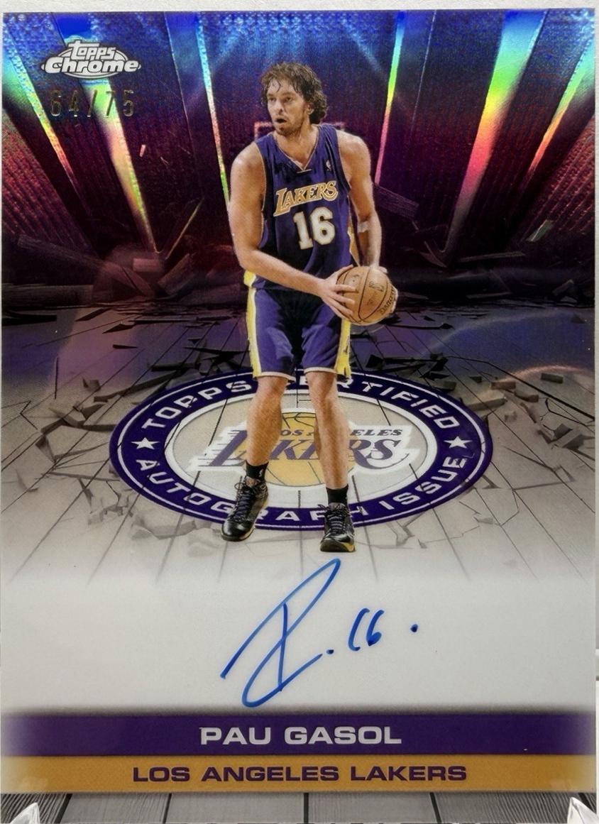 2025 Topps Chrome Autograph Issue Veteran Pau Gasol [Refractor Purple] #TAU-PG card