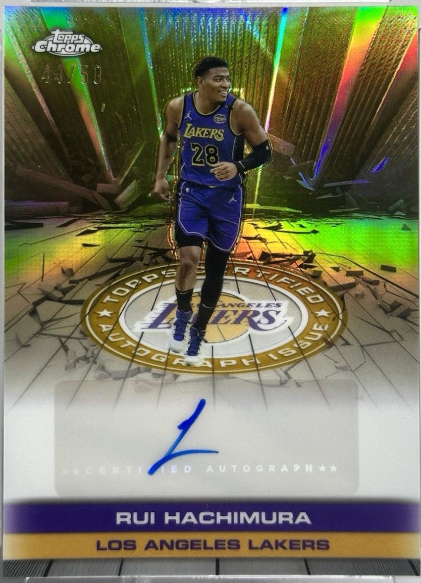 2025 Topps Chrome Autograph Issue Veteran Rui Hachimura [Refractor Gold] #TAU-RHA card