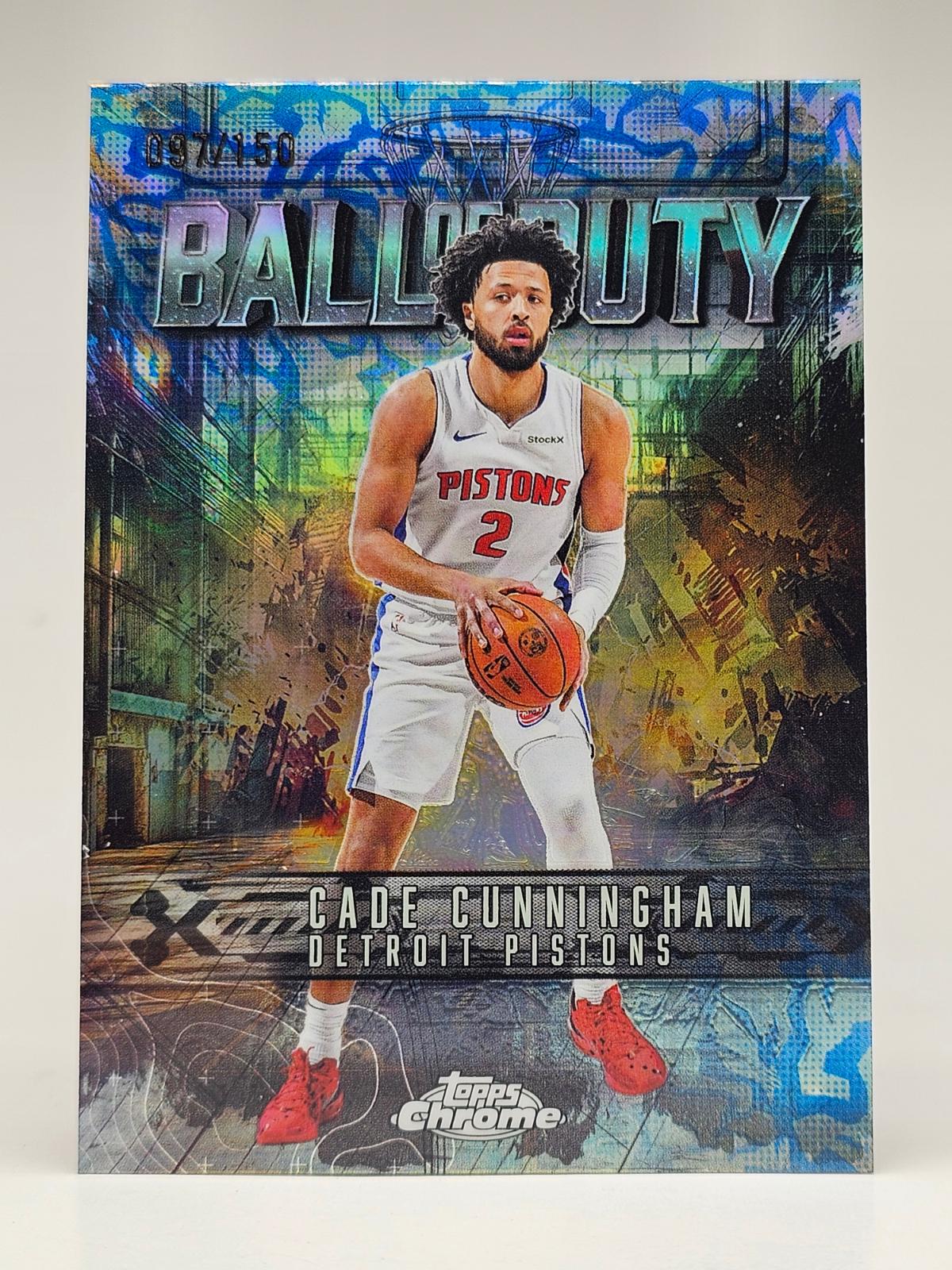 2025 Topps Chrome Ball Of Duty Cade Cunningham [Blue Refractor] #BD-11 card