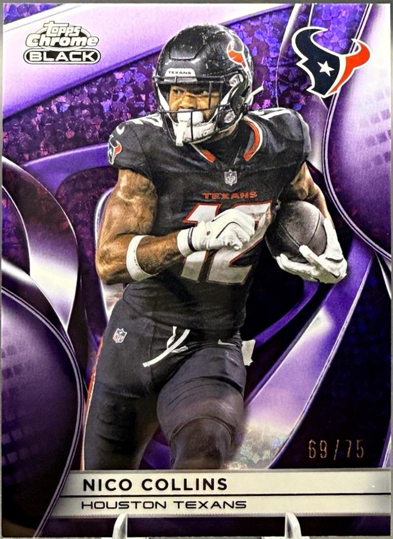 2025 Topps Chrome Black Nico Collins [Purple Refractor] #43 card