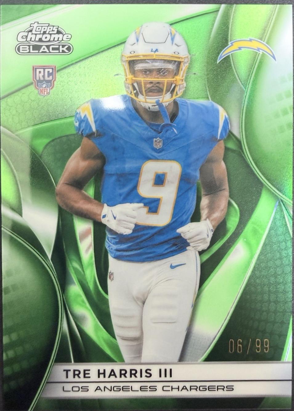 2025 Topps Chrome Black Tre Harris III [Green Refractor] #128 card