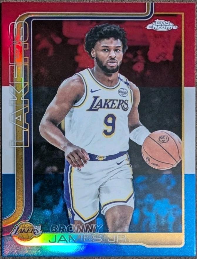 2025 Topps Chrome Bronny James Jr. [Red White Blue Refractor] #182 card