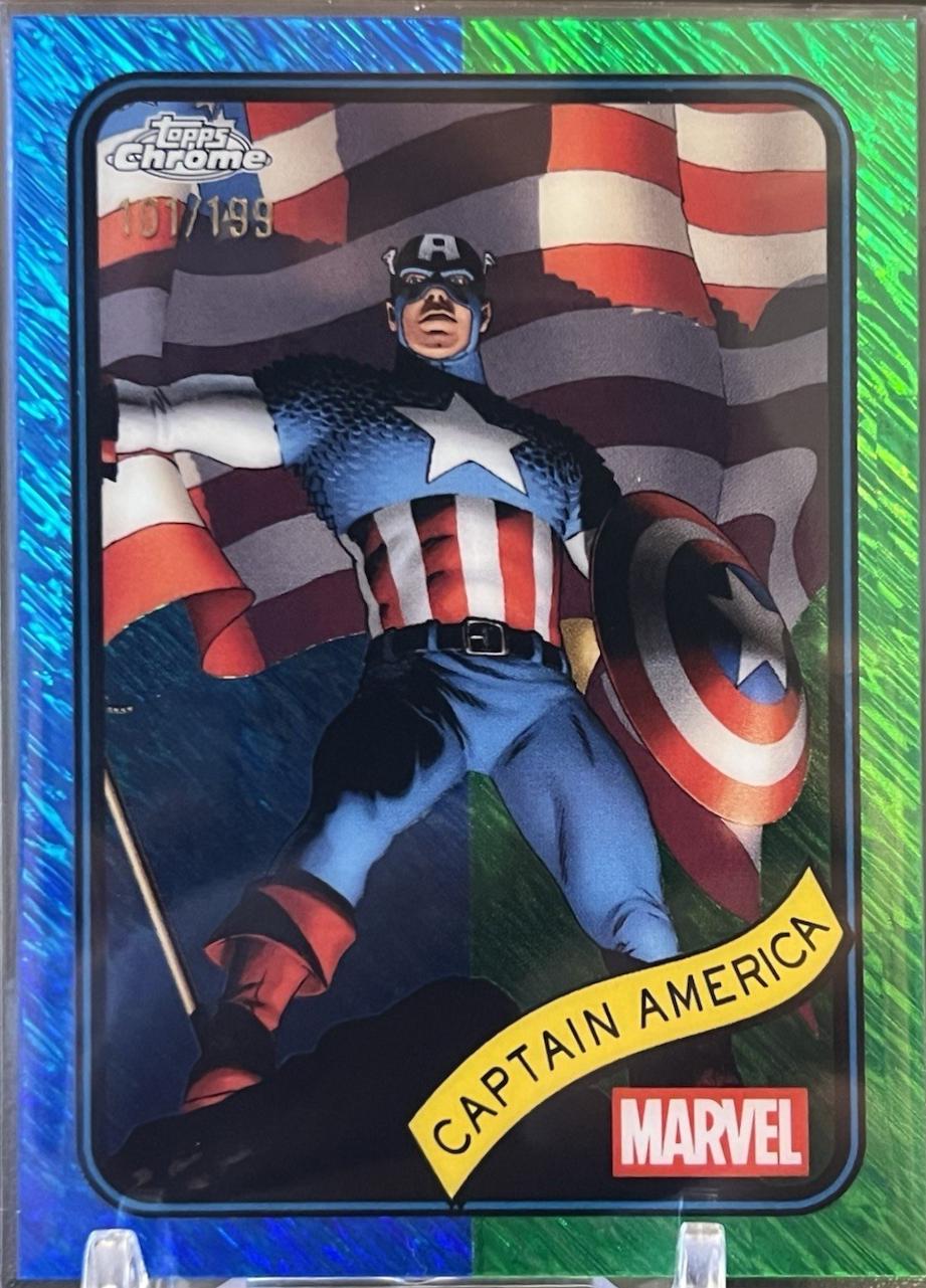 2025 Topps Chrome Captain America [Blue Green Shimmer] #185 card