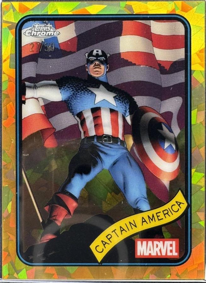 2025 Topps Chrome Captain America [Gold Sapphire] #185 card