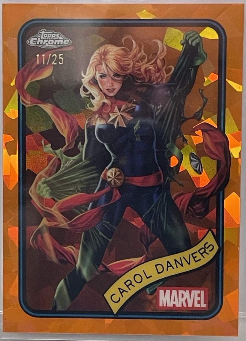 2025 Topps Chrome Carol Danvers [Orange Sapphire] #172 card