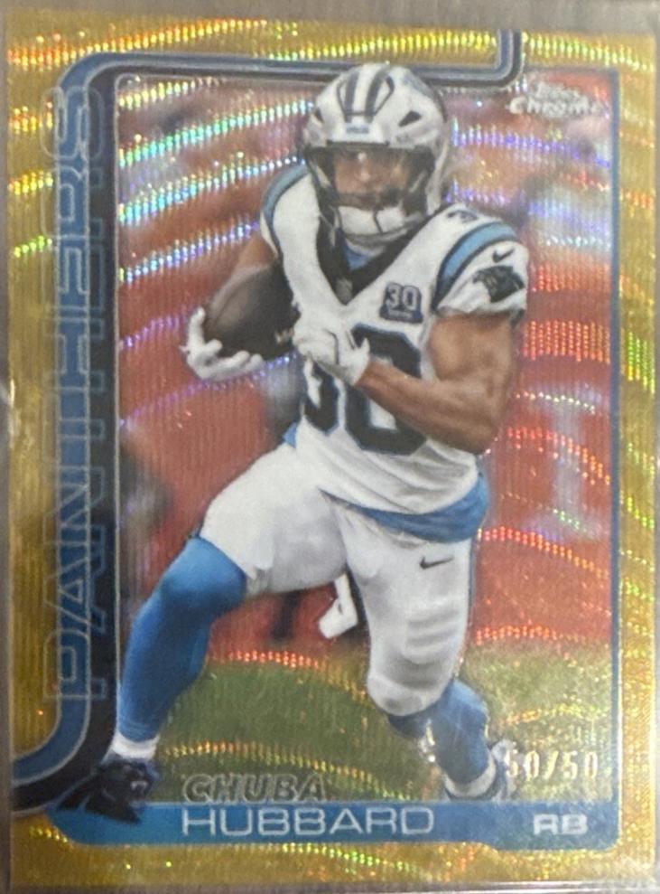 2025 Topps Chrome Chuba Hubbard [Gold Lava Refractor] #42 card