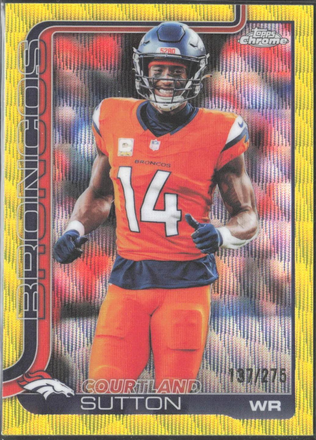 2025 Topps Chrome Courtland Sutton [Yellow Wave Refractor] #86 card