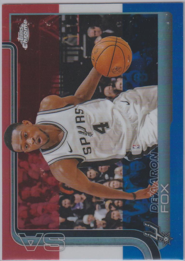 2025 Topps Chrome De'Aaron Fox [Red White Blue Refractor] #233 card
