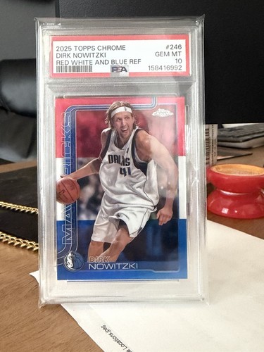 2025 Topps Chrome Dirk Nowitzki [Red White Blue Refractor] #246 card