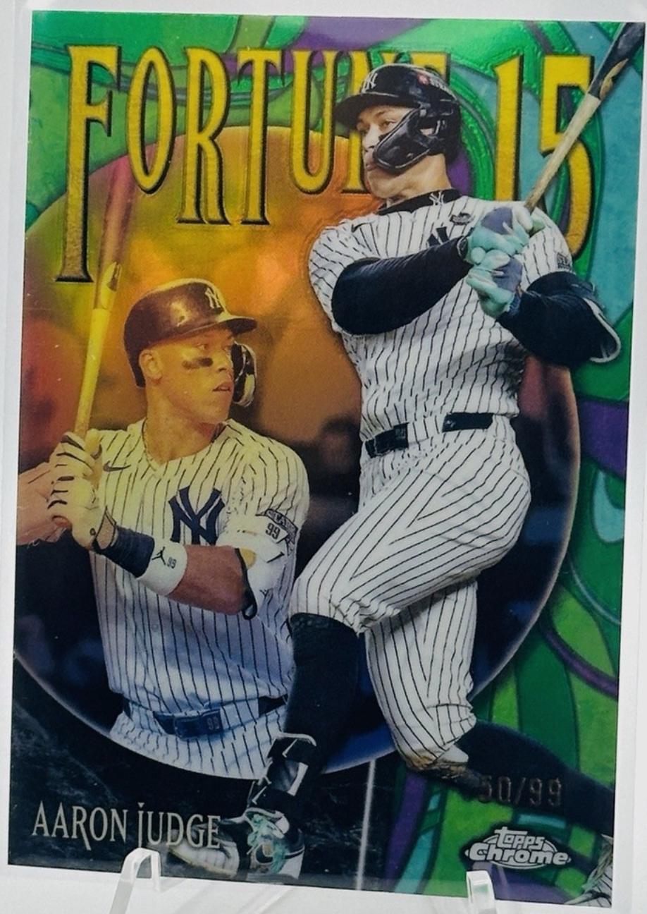 2025 Topps Chrome Fortune 15 Aaron Judge [Green] #F15-1 card